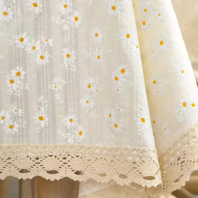 Toalha De Mesa De Mistura De Algodão Impresso Floral, Lavável Farmhouse Table Cover, Bege, Festa De Casamento, Sala De Estar, Decoração Do Chuveiro Do Bebê