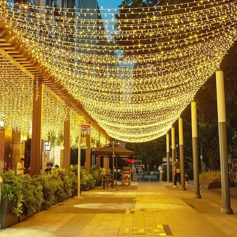 Luz de cortina solar 500LED à prova d'água Luz de férias de fada de guirlanda de jardim para pavilhão de jardim 110v 220v