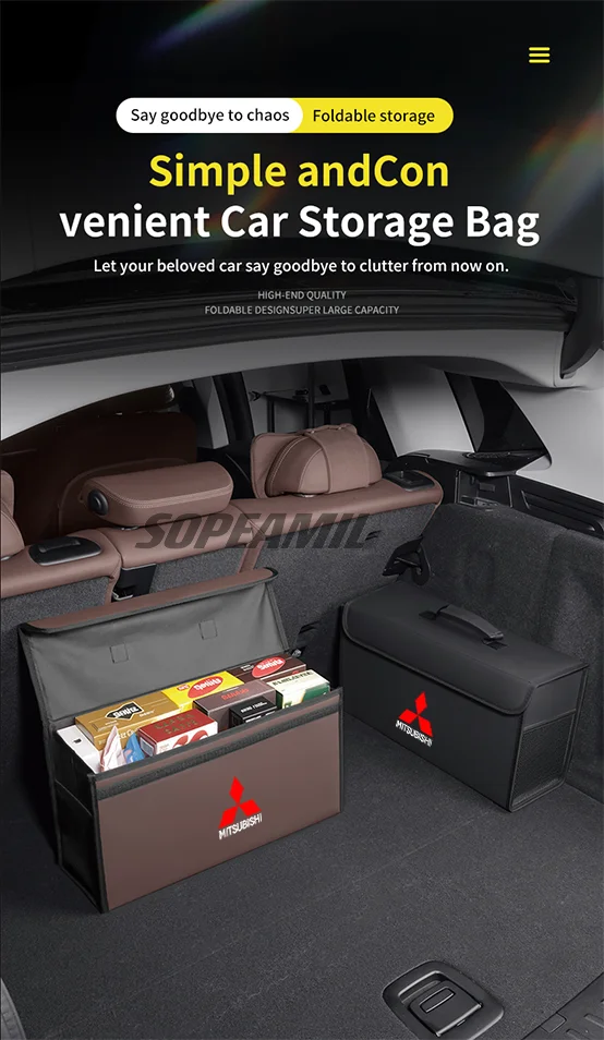 Para mitsubishi outlander pajero asx colt lancer l200 triton RalLIART caixa organizadora de porta-malas de carro caixa traseira estiva arrumação saco de armazenamento