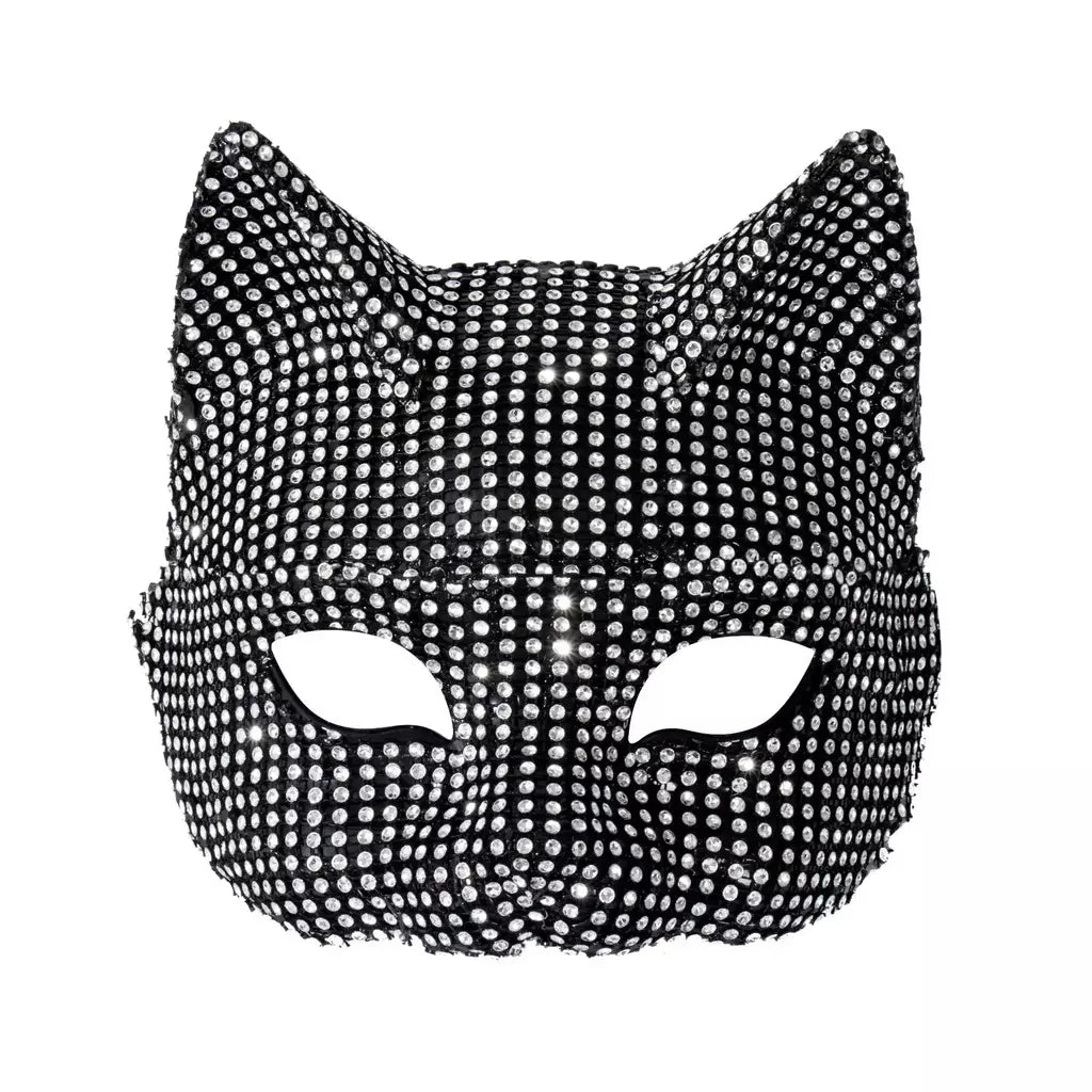 Máscaras de orelha de gato brilhantes cosplay festa de halloween acessórios de fantasia luvas longas sexy bling gatinho metade máscaras