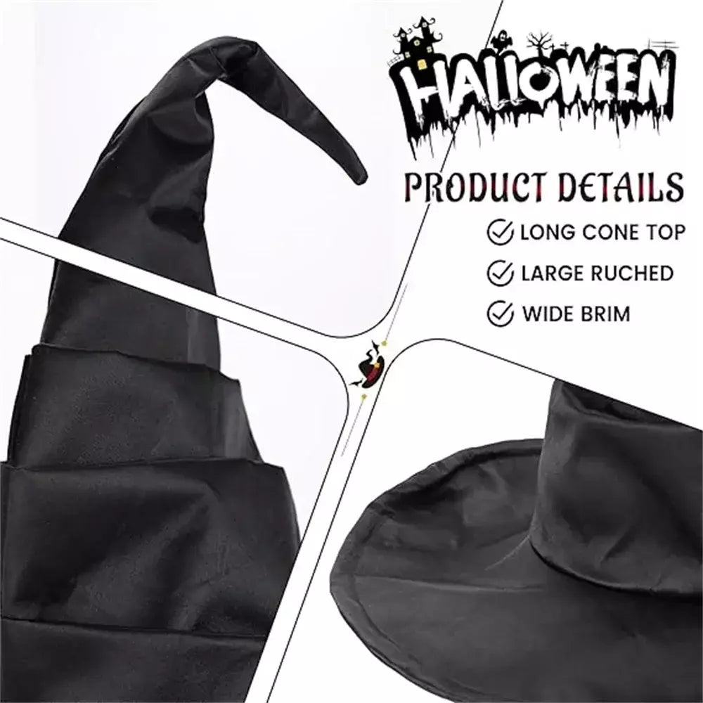 Halloween dobras bruxa feiticeiro chapéu preto festa cosplay traje chapelaria diabo boné adereços traje feminino acessório para festa cosplay