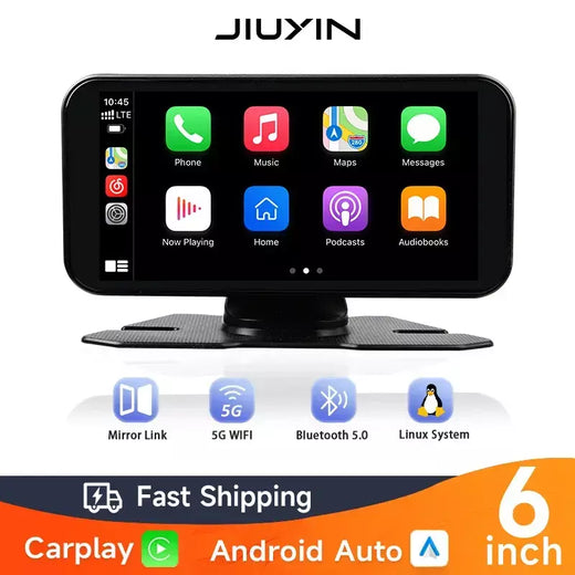 Rádio automotivo universal de 6 polegadas, sem fio, carplay, android, multimídia, navegação gps, reprodutor de vídeo, tela sensível ao toque portátil, bluetooth, aux