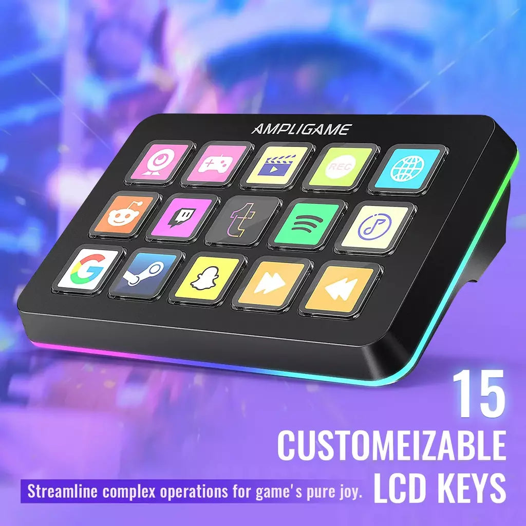 Mini teclado FIFINE D6 com 15 botões macro personalizáveis, funções de disparo via aplicativo, macros personalizados para OBS/Twitch/YouTube/VK
