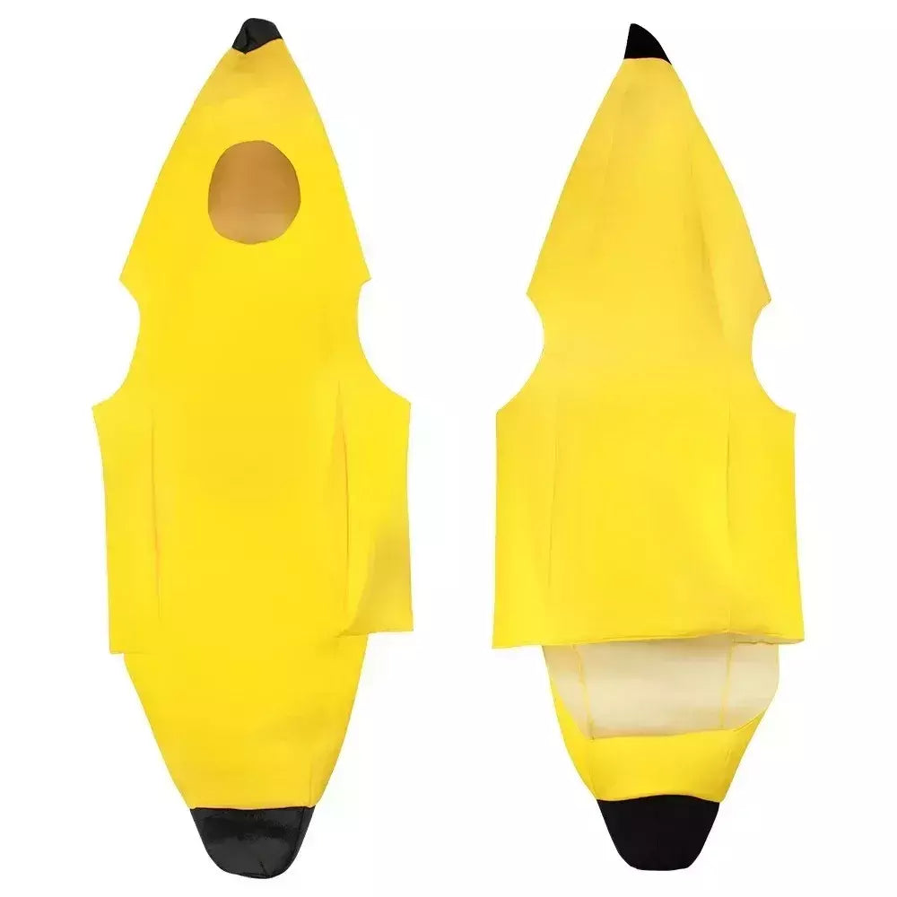Criança/adulto unissex divertido conjunto de banana amarelo traje luz halloween fruta fantasia festa feriado dança vestido traje
