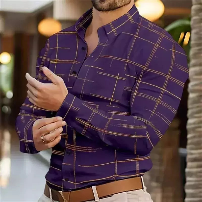 Camisa casual padrão meteoro de colarinho de botão masculino, macio e confortável blusa esportiva, tamanho XS-6XL, moda, novo
