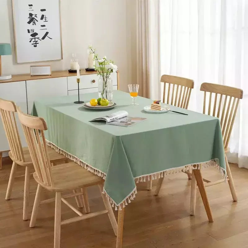 Toalha De Mesa De Mesa De Café De Algodão Retangular, Cobertura De Mesa Branca, Sala De Estar, Decoração De Casa, Pano, Casamento, Decoração De Natal