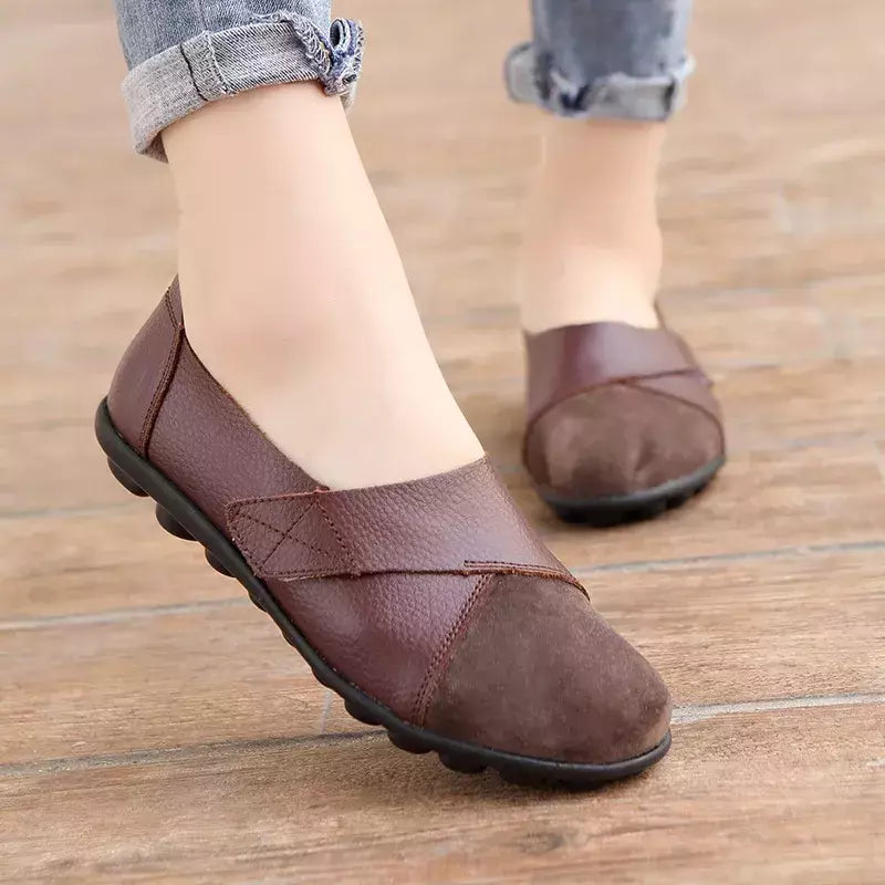 Plus size senhoras apartamentos sapatos para mulher 2022 macio couro genuíno mocassin barco gancho loop mocasines de mujer chaussure femme