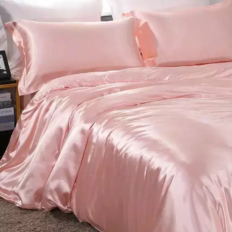 Luxo Satin Bedding Set Capa de edredão com fronha Estilo Europeu King Queen Size Confortável Bed Set Covers Folha de linho