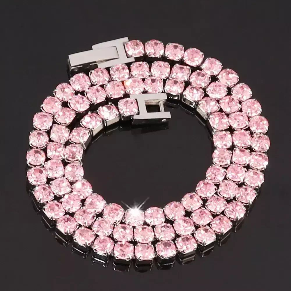 316l 4mm colar de aço inoxidável para mulheres hip hop tênis corrente colares cor cristal zircão gargantilha colar jóias