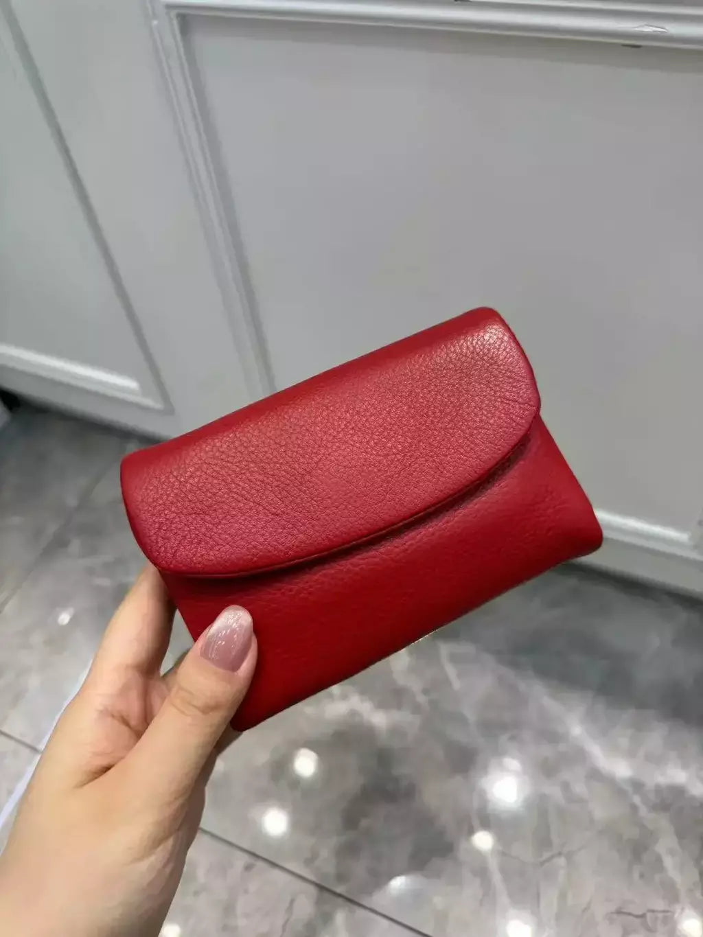 Genuína Couro De Vaca Carteira Curta Para Mulheres, Trifold, Pequenas Bolsas, Clutch Couro De Vaca, Titular Do Cartão, Carteiras Do Cartão De Viagem