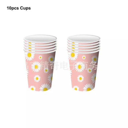 Toalha De Mesa De Flor De Daisy Descartável, Tampa De Mesa De Plástico, Decorações De Festa De Aniversário, Chuveiro De Bebê, Suprimentos De Casamento, Meninas