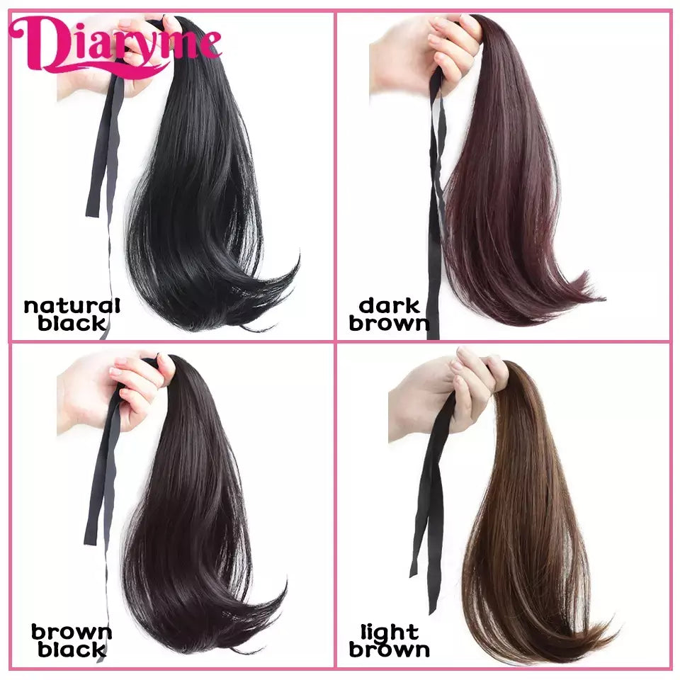 Extensões sintéticas longas do cabelo do rabo de cavalo para mulheres, preto, marrom, reistan do calor, rabo de pônei, cabelo falso, grampo no hairpiece