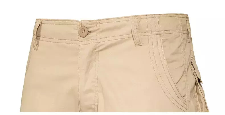 Calções de algodão de bolso múltiplo masculino, macacão de cor sólida de alta qualidade, casual ao ar livre, calças curtas esportivas, novo verão