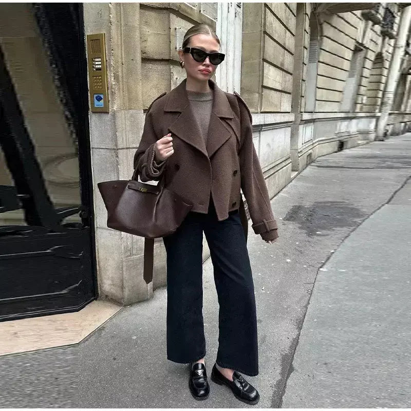 Trench coat maxi oversized feminino com lapela entalhada com cinto duplo breasted vintage streetwear 2025 tendência casual casacos diários