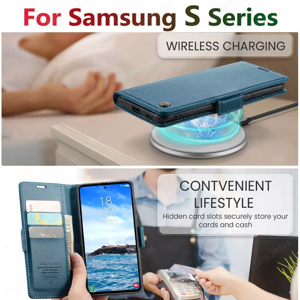 S24 ultra caso para samsung s25 ultra s23 caso samsung galaxy s22 s21 note10 20 herder luxo negócios carteira de couro flip capa