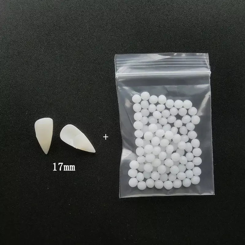 1 par de dentes de vampiro para halloween, presas para dentaduras, adereços para festa, fantasia diy, adereços para cosplay, dentes falsos, presas de resina com cola sólida