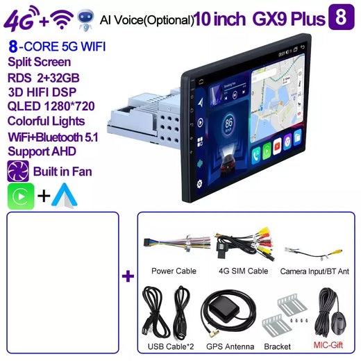 Caixi 7 ''9'' 10 ''8 núcleo android 1din multimídia carro carplay navegação universal gps 1 unidade central din rádio automático áudio estéreo dvd