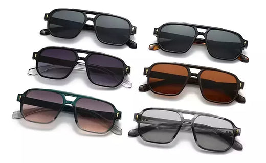 SHAUNA-Retro Double Bridges Square Sunglasses para homens e mulheres, gradiente tons, designer de moda, rebites óculos de sol, UV400