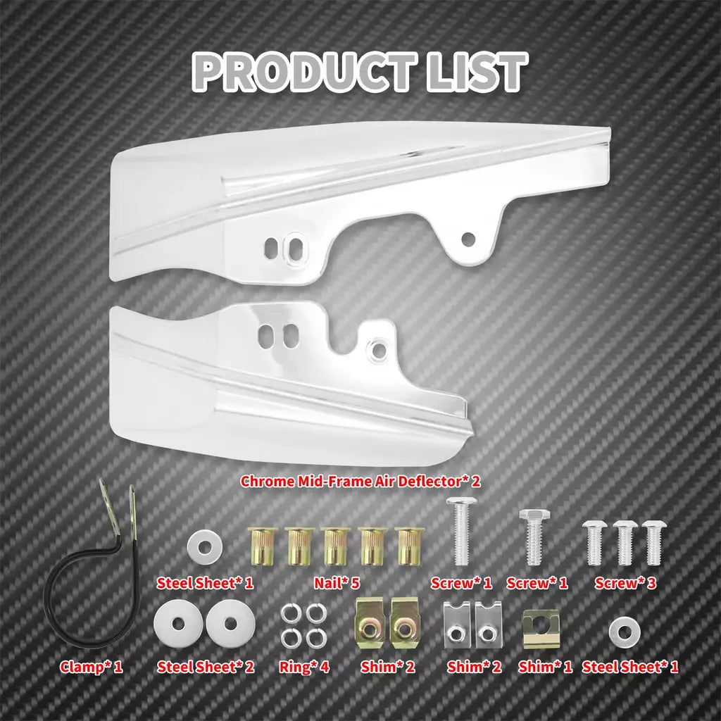 Motocicleta mid-frame defletor de ar escudo térmico guarnição capa para harley touring electra street glide road king fltrx 2001-23 24-up