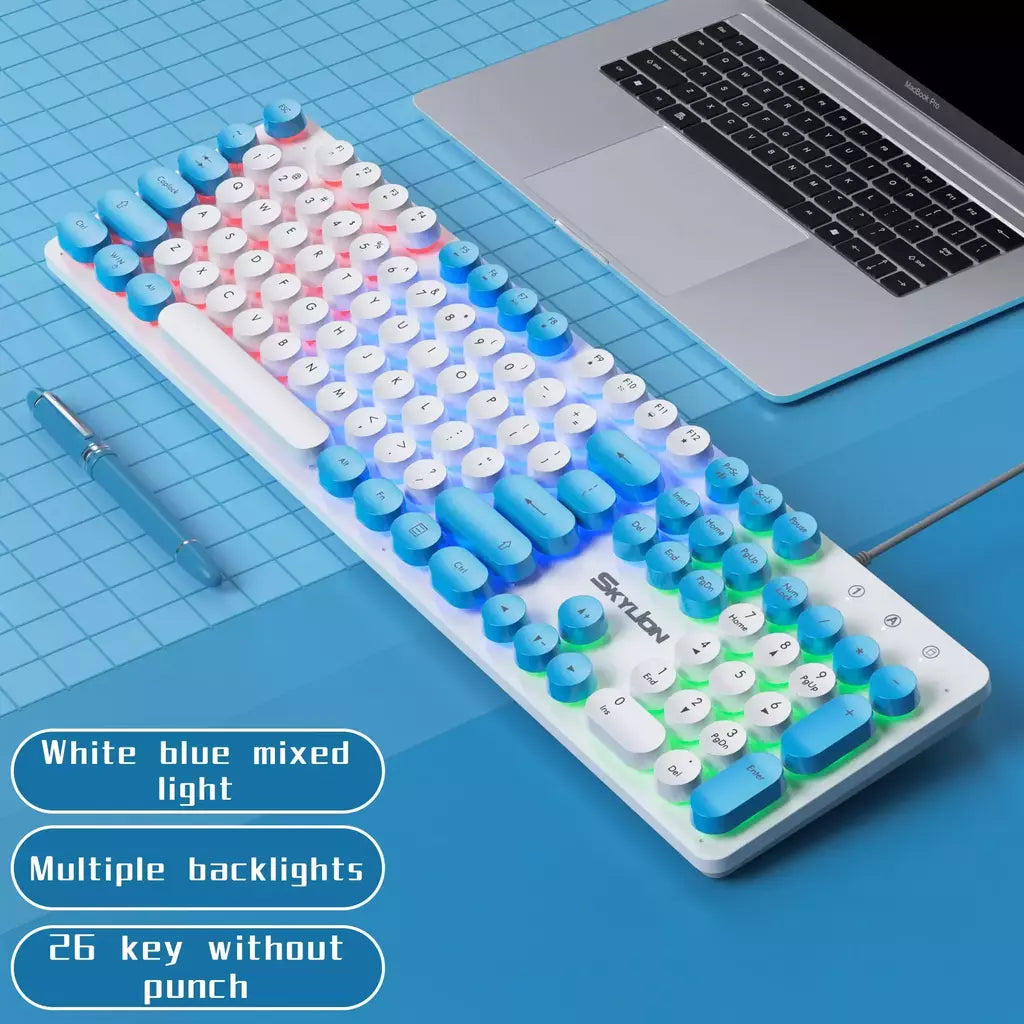 SKYLION H300 Wired 104 Teclas Membrana Teclado Muitos Tipos de Iluminação Colorida Gaming e Office Para Windows e IOS System