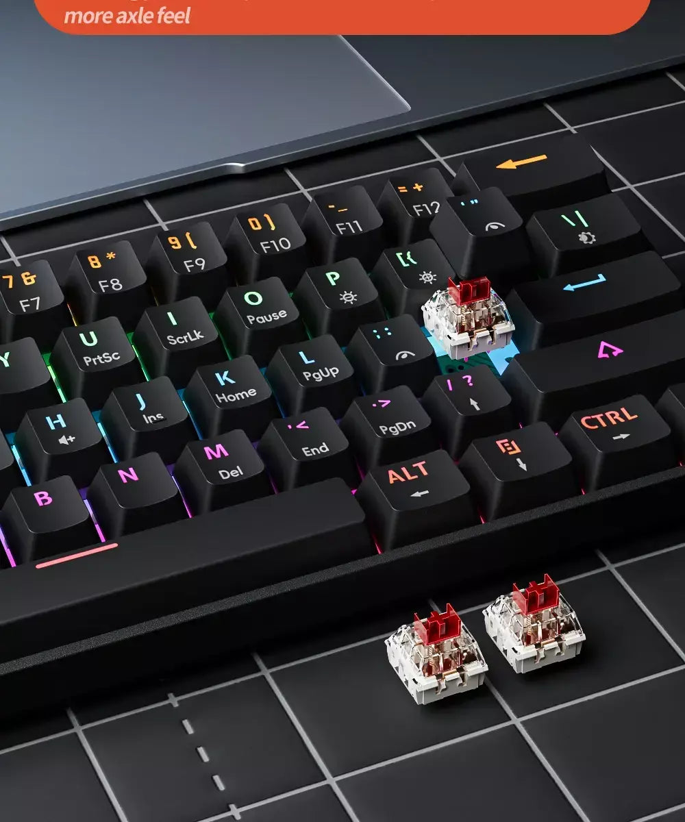 Mucai 61key esports teclado mecânico mini portátil com fio usb quente swappable rgb efeito de luz eixo vermelho compacto e prático