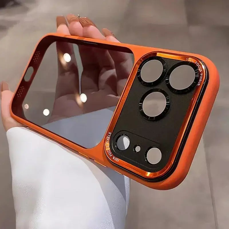 Luxo duro acrílico transparente caso para iphone 17 ar 13 14 15 16 17 pro max plus 12 11 lente filme proteção à prova de choque capa