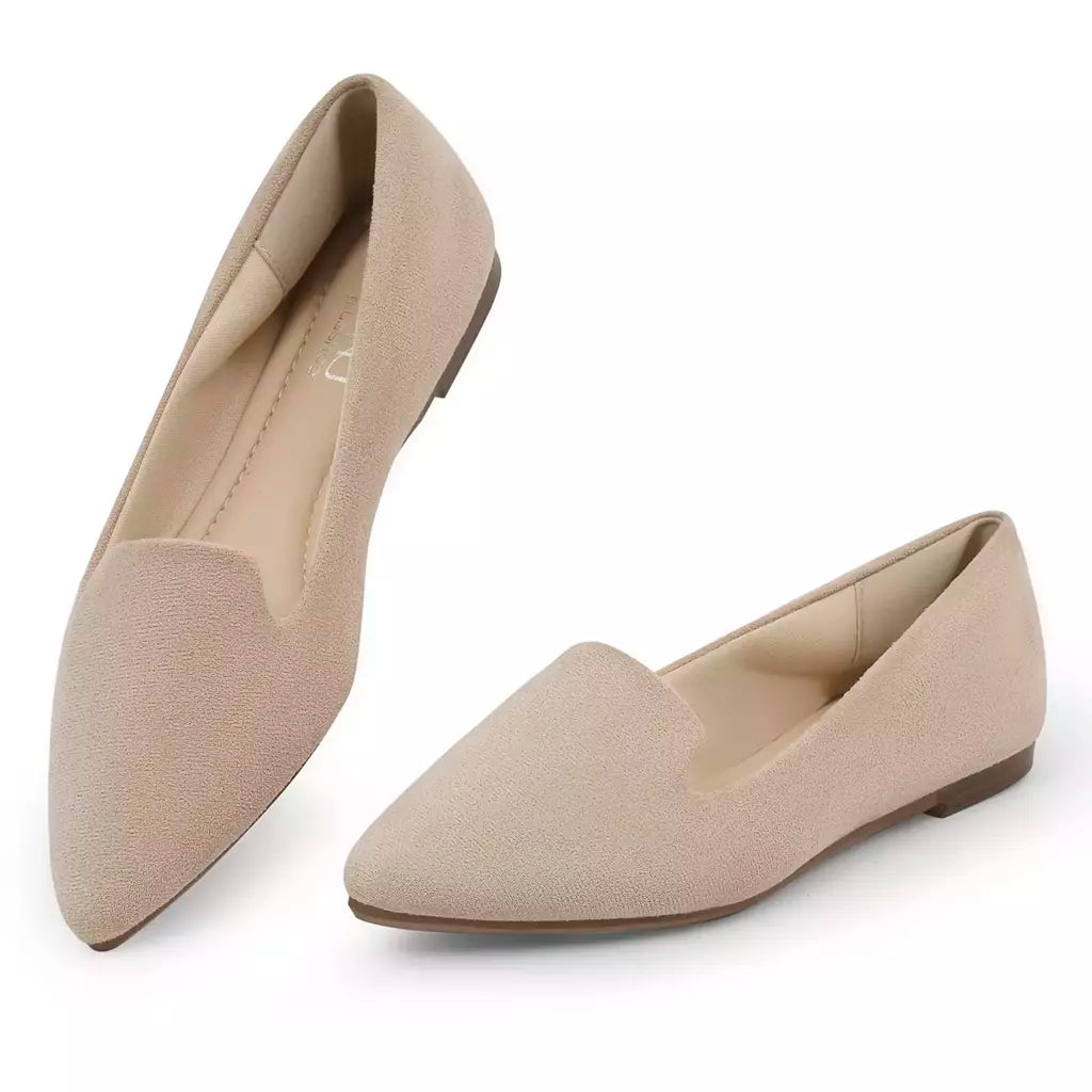 Sapatilha de Salto Baixo para Mulher, Confortável, Macio, Deslizamento, Sapatos Apontados, Casual, Descalço, Elegante Tênis