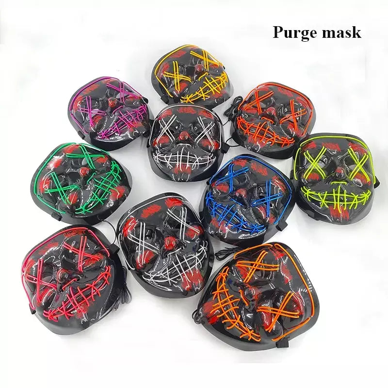 Engraçado bonito piscando máscara de máscaras adulto crianças máscara decorativa luminosa máscara facial completa máscara de purga clássica para a noite