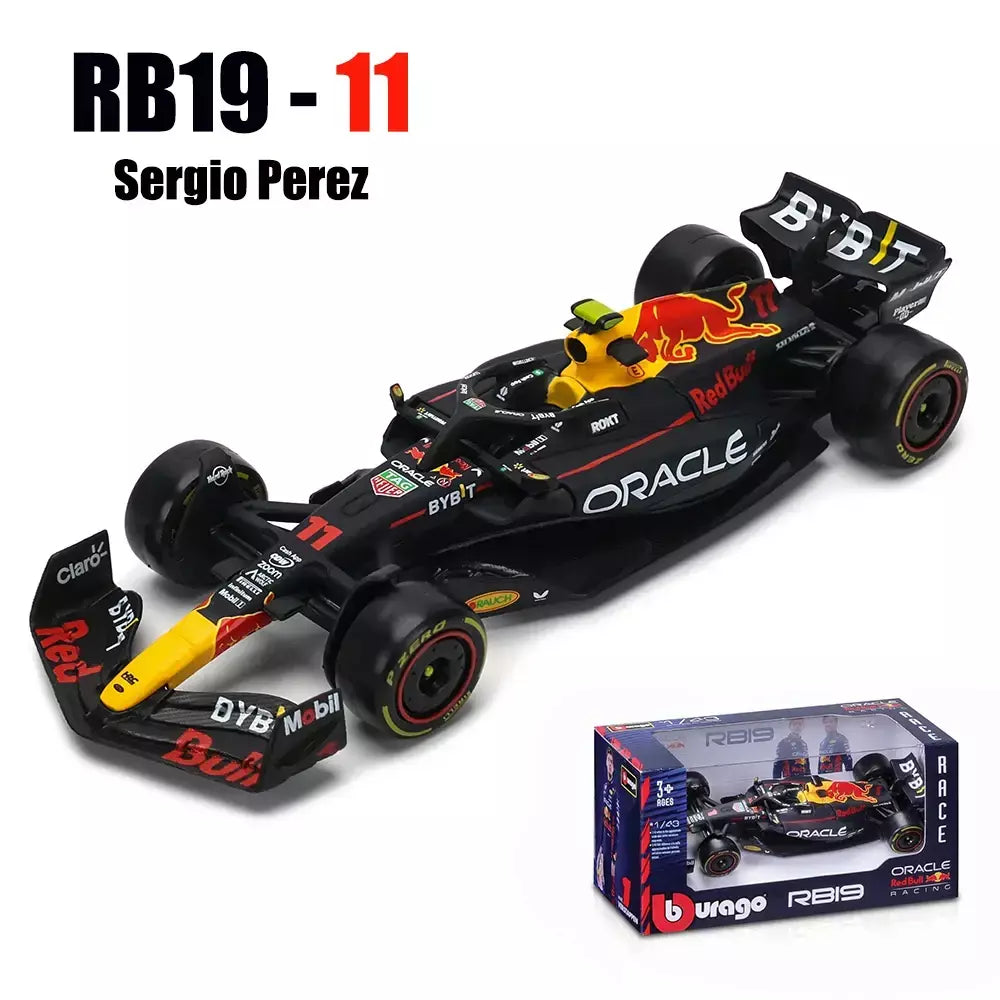 Bburago 1:43 2024 RB20 F1 Red Bull Racing TAG Heuer 2023 RB19 Miami # 1 Verstappen # 11 Brinquedo modelo fundido para carro em liga Perez