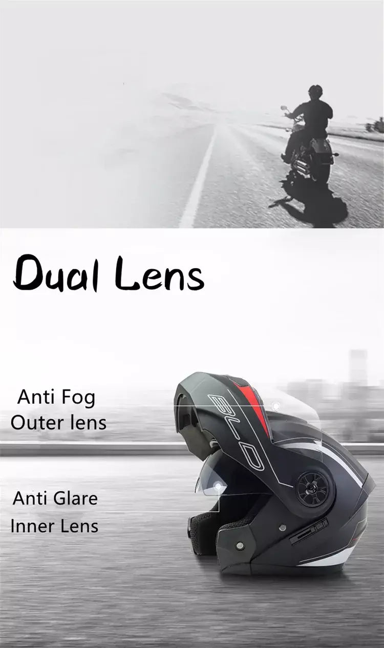 BLD-Capacete facial completo personalizado para motocicletas para homens e mulheres, capacetes de lente dupla, modulares, flip up, motocross, corrida, moda