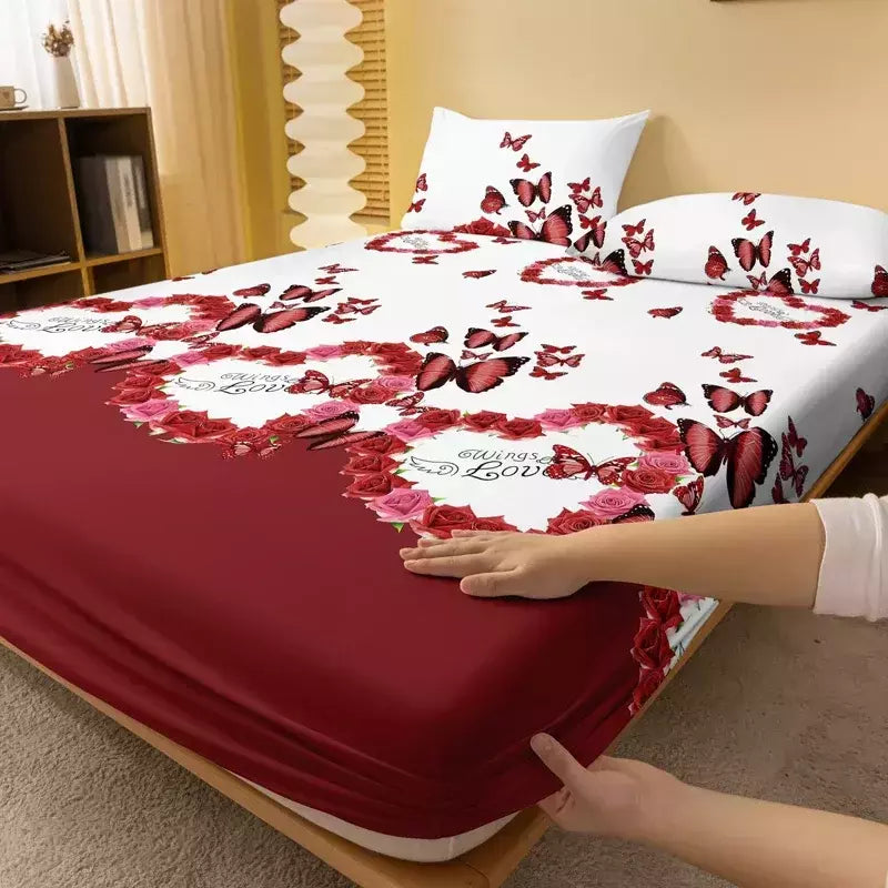 Borboleta impressa fosco cabido folha, tampa do quarto, cama moderna simples, excluindo fronhas, 1