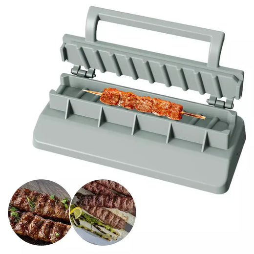 Máquina de espeto de carne de churrasco de plástico portátil reutilizável fabricante de espeto de churrasco fácil preparação de kebab ferramenta para churrasco