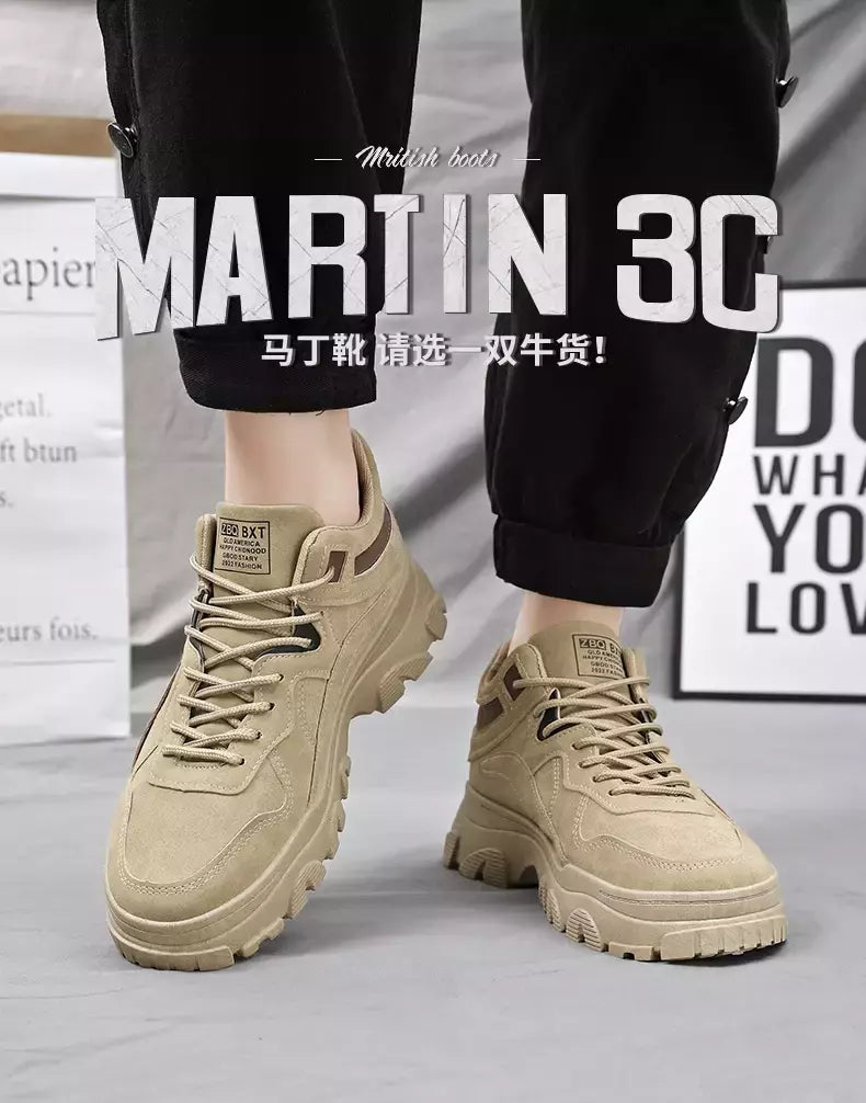 Sapatos de sola grossa masculina, botas de deserto, táticas calorosas, strappy nu, moda ao ar livre, novo, inverno, 2023