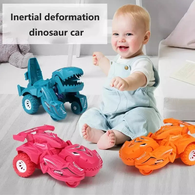 Modelo de carro de deformação de dinossauro 2 em 1, brinquedo para meninos, ação de um passo, transformação de colisão, mini veículos, presente de brinquedo para crianças
