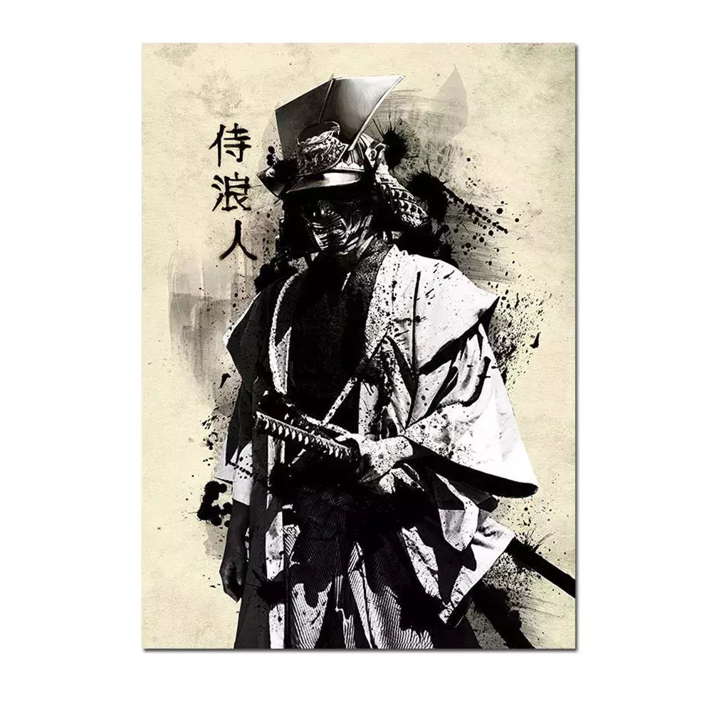 Japonês Samurai Canvas Pintura Wall Art, Cartazes e Impressões de Personagem, Decoração para Casa, Imagem para Sala, Quarto Estética