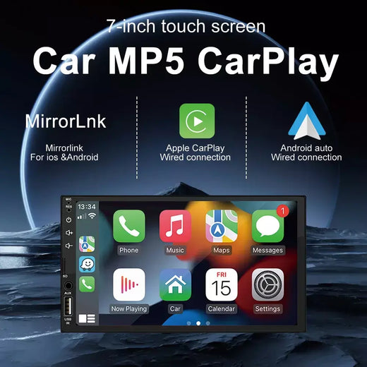 2din 7 Polegada tela hd toque completo carplay android auto carro raid multimídia mp5 player estéreo usb bluetooth com câmera reversa