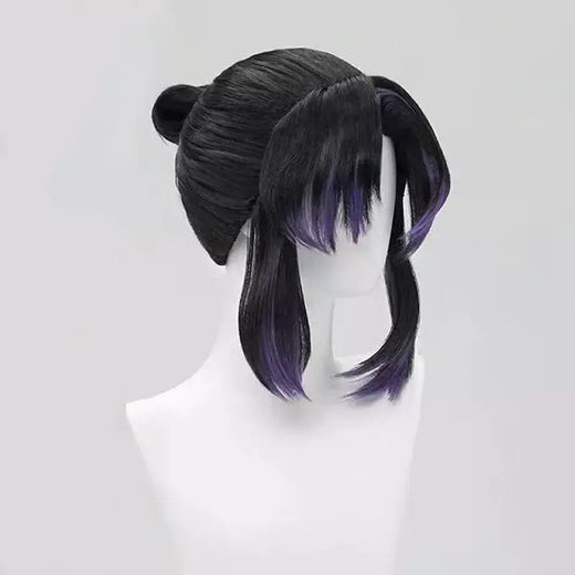 Borboleta shinobu demon slayer cosplay peruca sintética curta reta anime coser bonito menina peruca de alta qualidade festa de halloween
