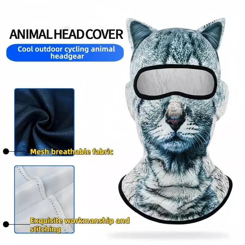 Balaclava de gato 3d para motocicleta, cachorro fofo, máscara facial completa, chapéu de esqui, forro de capacete, ciclismo, cosplay, máscaras de festa de halloween