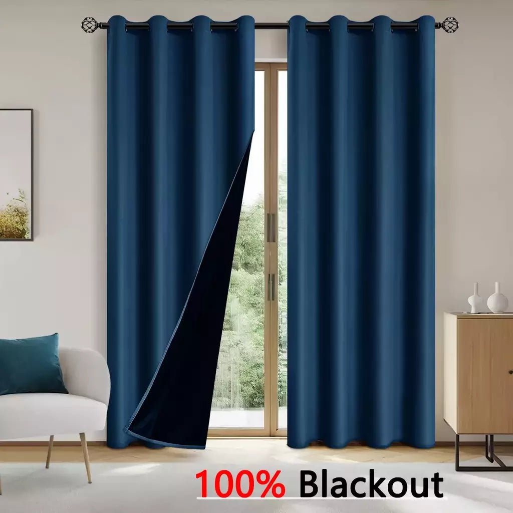 Cortinas monocromáticas blackout, sombreamento completo e proteção solar, quarto e sala de estar, 100% blackout, 1pc