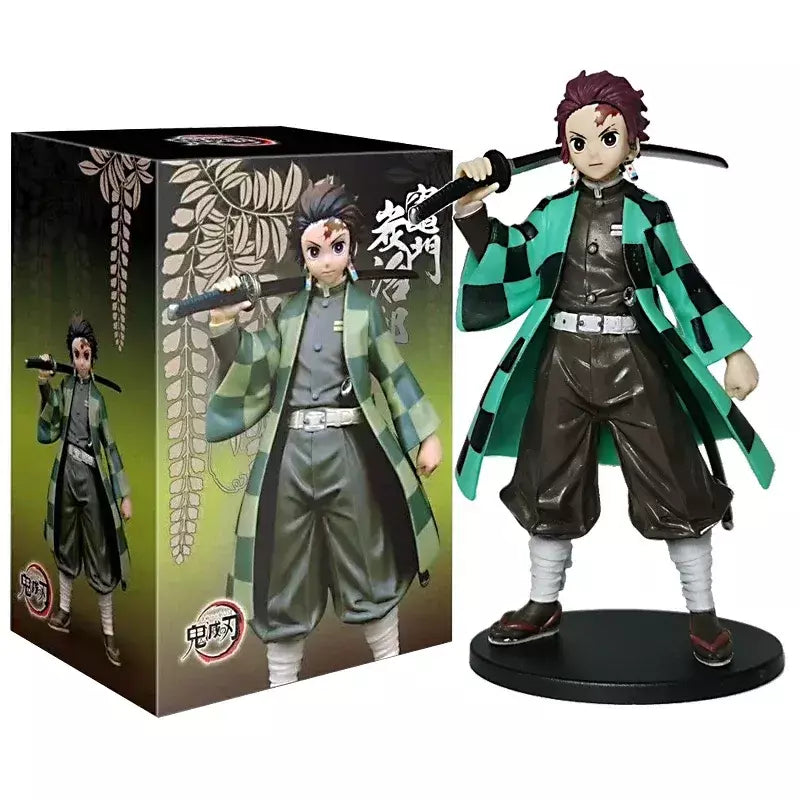 Anime figura demônio slayer figuras kimetsu não yaiba boneca tanjiro nezuko zenitsu estatueta inosuke guerreiro figura de ação modelo brinquedos