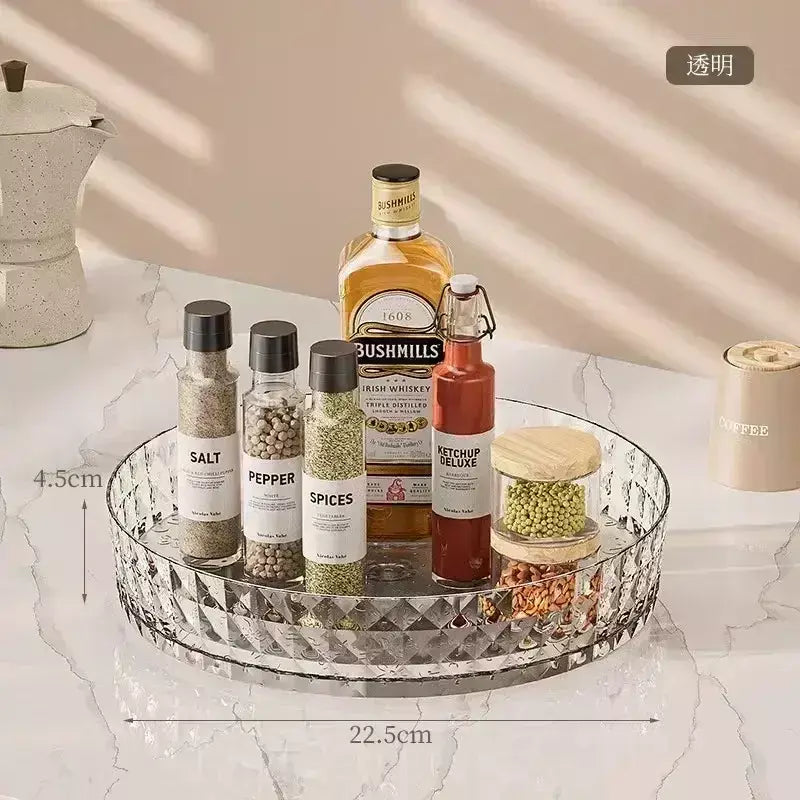 Rack de armazenamento de temperos rotativo 360, multifuncional, despensa, armário, plataforma giratória para cosméticos, acessórios de cozinha, bandeja organizadora