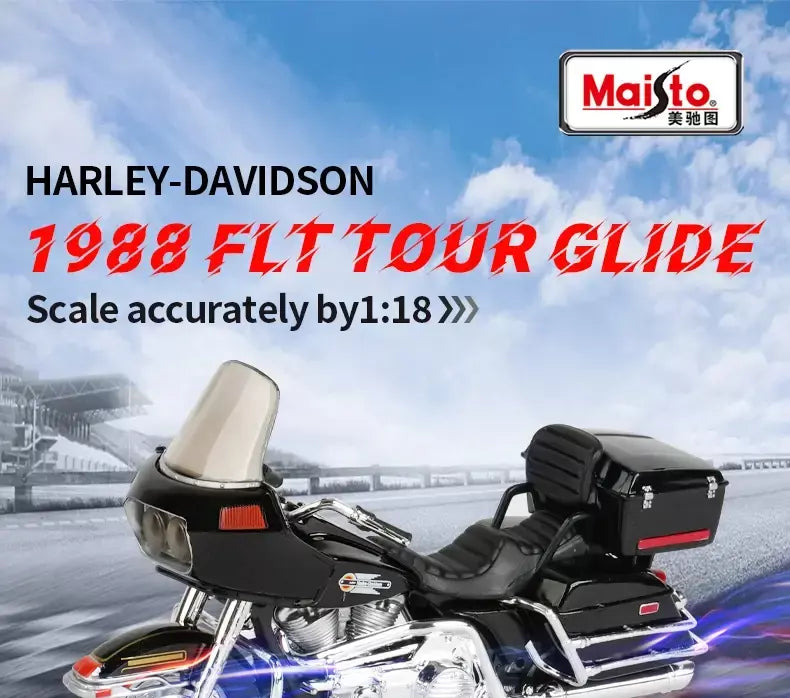 Maisto 1:18 Harley Davidson 1988 FLT TOUR GLIDE Veículos fundidos colecionáveis Hobbies Modelo de motocicleta Brinquedos