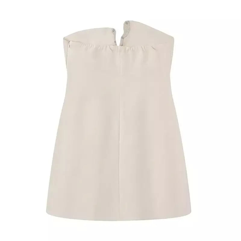 Tfmln moda feminina mini vestido sem alças verão 2025 novo chique diamante com decote em v sexy fora do ombro vestidos curtos elegante vintage ?