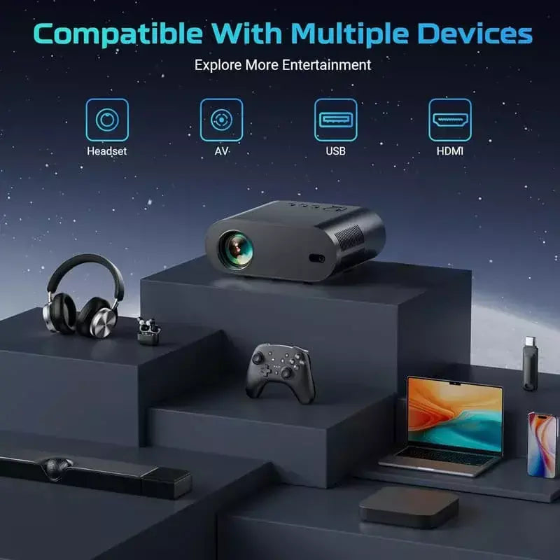 DITONG Projetor 4K Android com Dual WiFi 6 e Bluetooth Auto Keystone Auto Focus Home Theater HD Native 1080P projetor