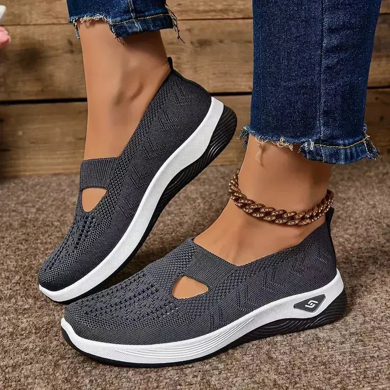 Tênis feminino respirável sapatos casuais verão sola macia sapatos ortopédicos leve deslizamento em sapato de caminhada antiderrapante sapatos planos