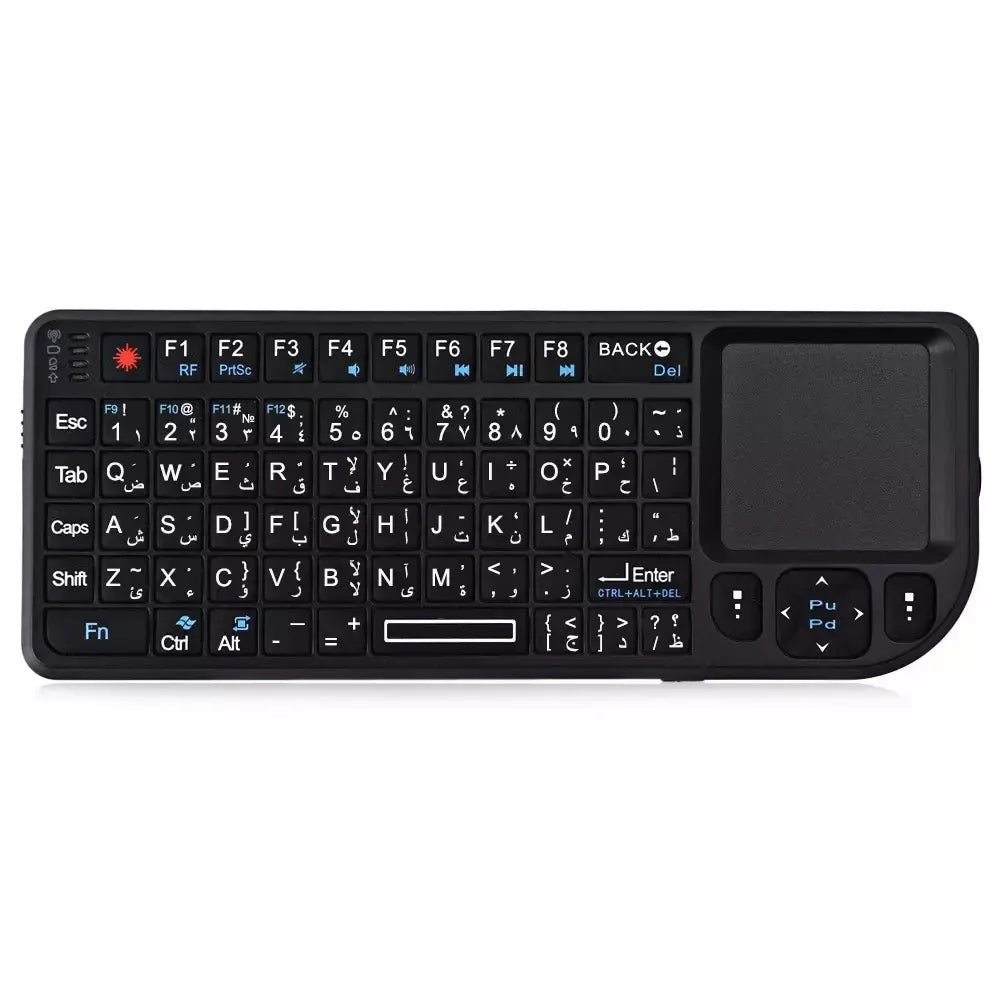Mrsvi a8 mini teclado sem fio 2.4g 7 cores backlight touchpad mouse flashligt-portátil aplicável-perfeito para pc, caixa de tv inteligente