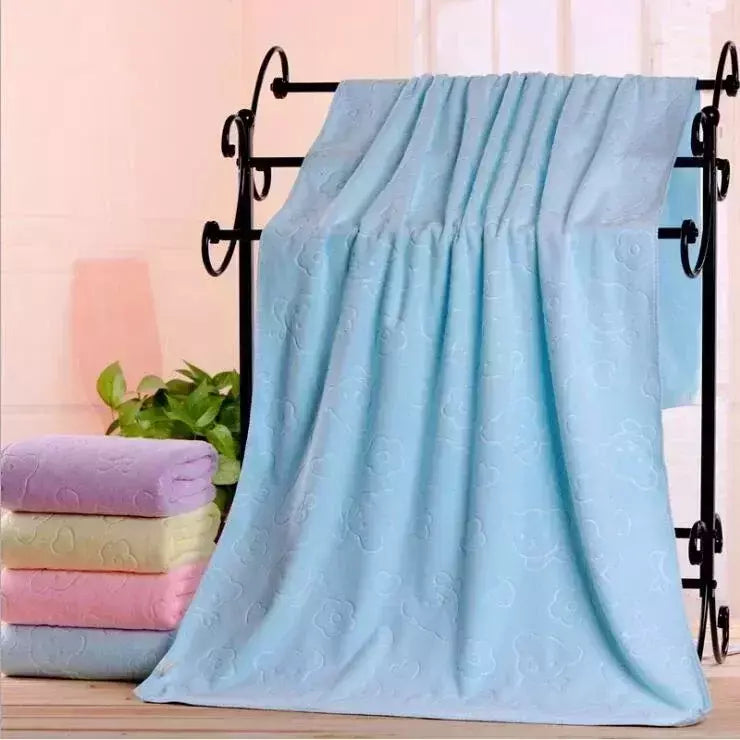 Toalha gravada do banho do urso de Microfiber, absorvente engrossado, macio, fontes do agregado familiar, 70*140