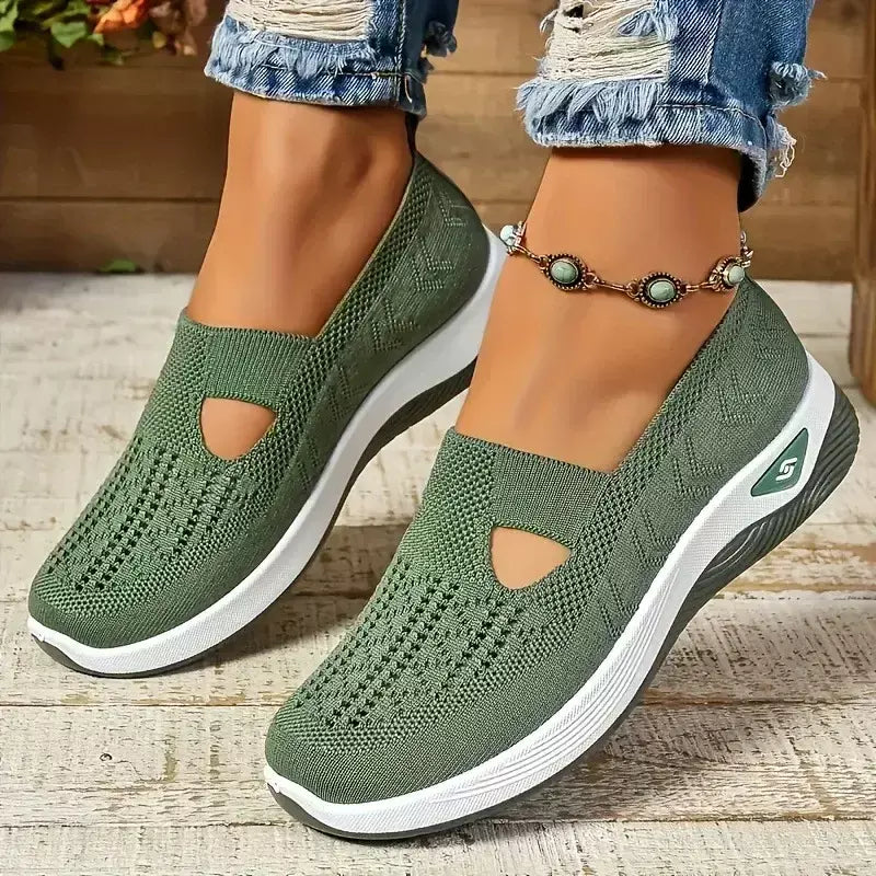 Tênis feminino respirável sapatos casuais verão sola macia sapatos ortopédicos leve deslizamento em sapato de caminhada antiderrapante sapatos planos
