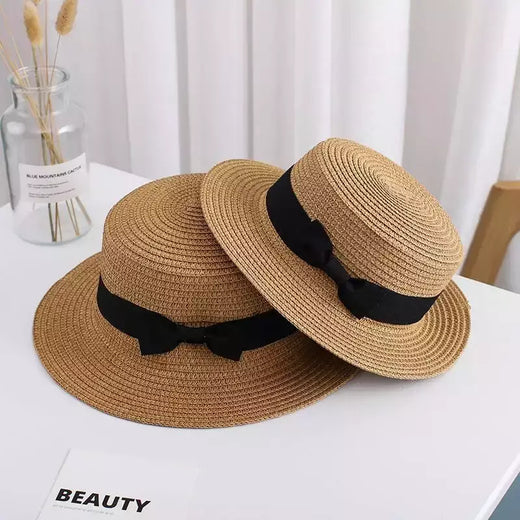 Chapéu do verão para o pai e a criança, chapéu de palha largo com viseira do sol para mulheres, praia e curso, projeto novo
