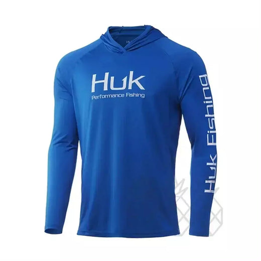 Camisa de pesca huk com chapéu manga longa sol uv upf50 verão secagem rápida superior leve roupas de pesca dos homens esportes caça acampamento